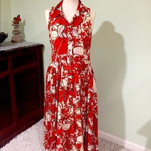 Flowered red and creamy white Ann Taylor design